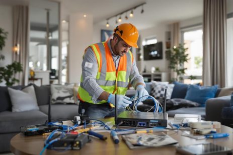 Schéma d’installation de la fibre optique dans une maison individuelle